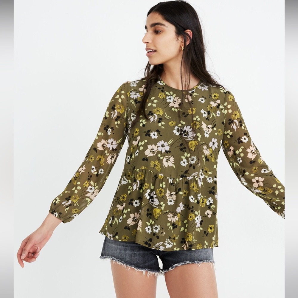 Madewell Georgette Peplum Top in Wildblooms